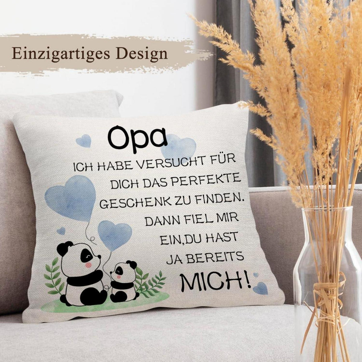 Opa Geschenk Kissenbezug 45x45 cm Lustig Geburtstag Vatertag Renter Mann