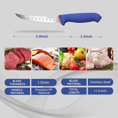 Ausbeinmesser 6 Zoll Profi für Fleisch Grill scharf Outdoor blau
