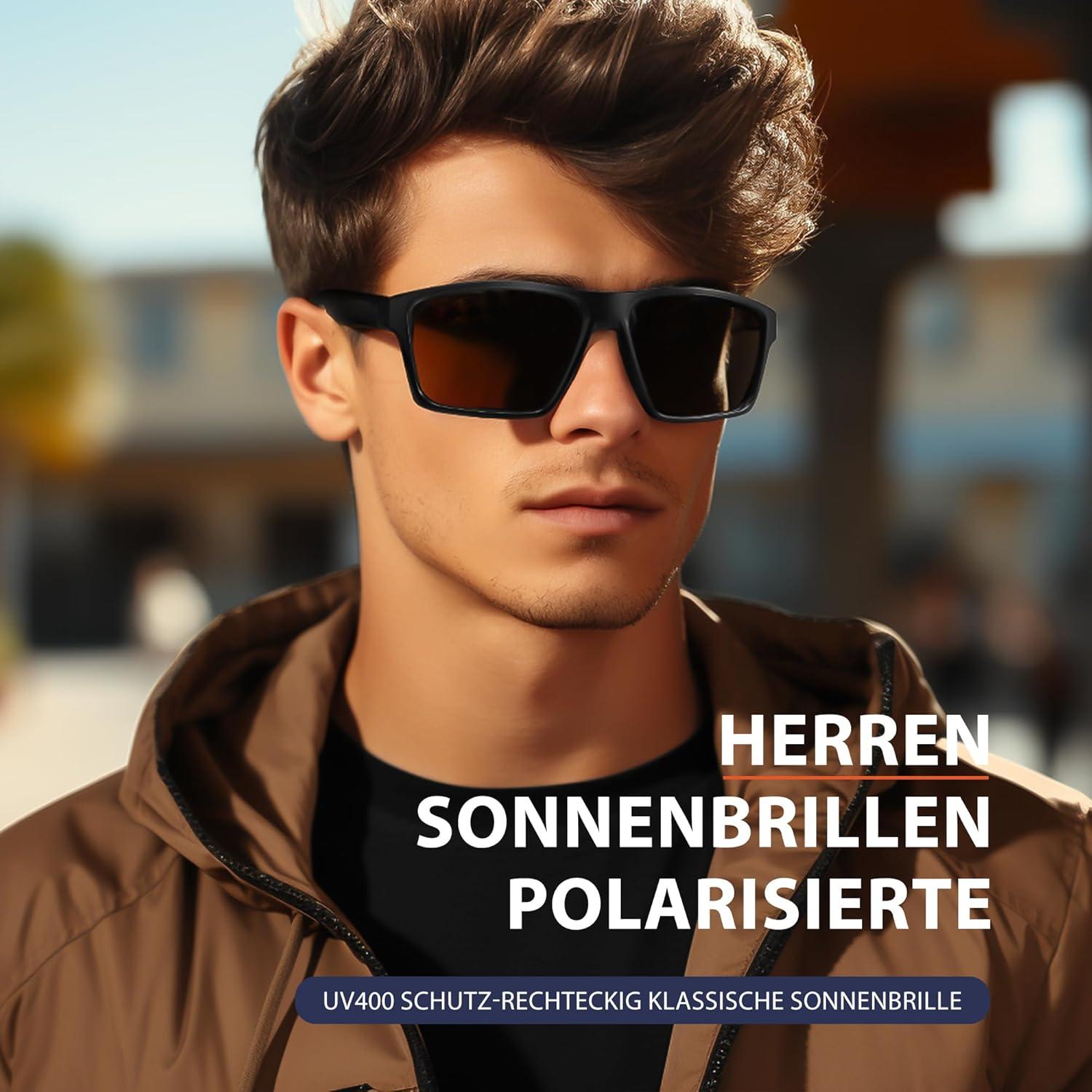 Kunchu Polarisierte Schutzsonnenbrille Schwarz UV400 Herren