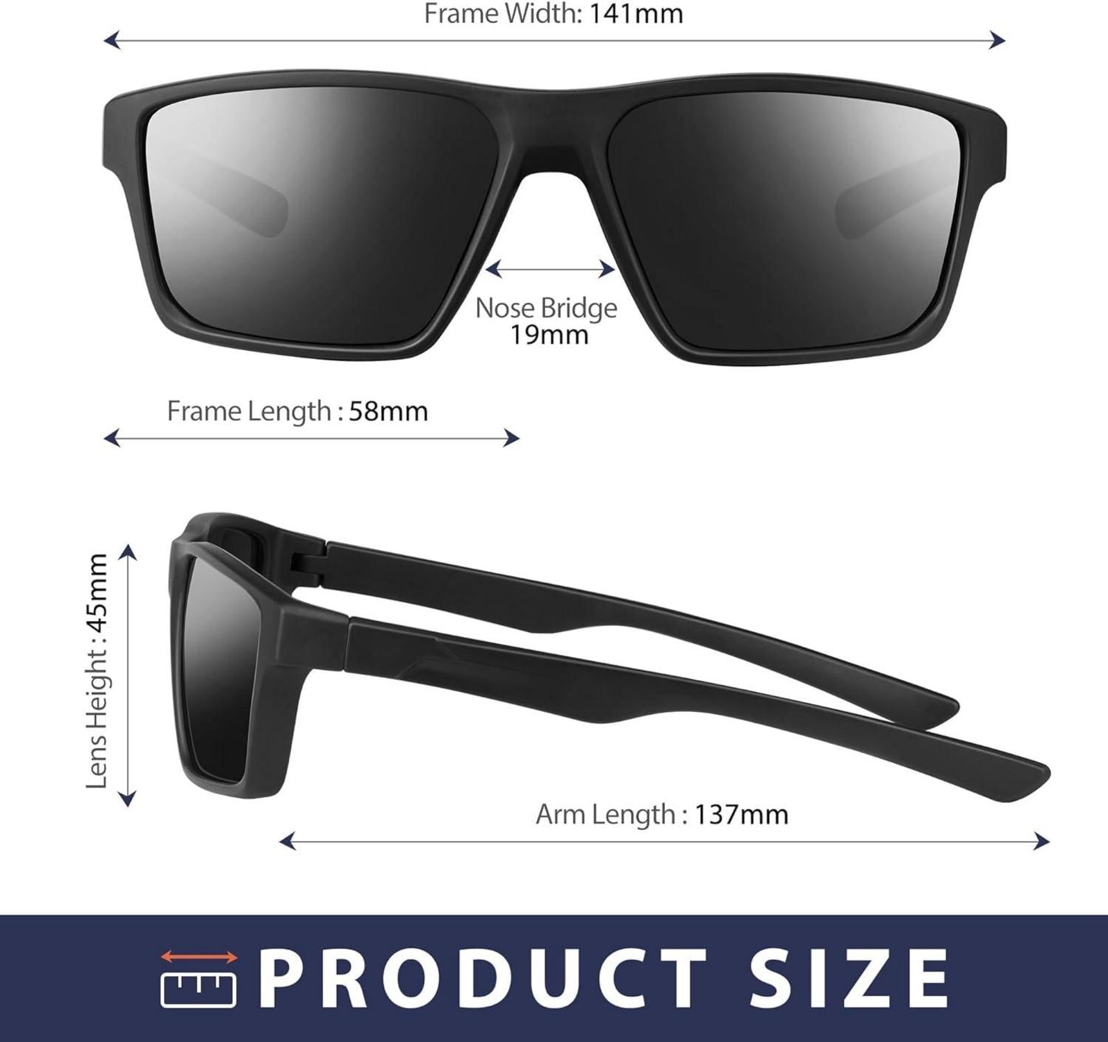 Polarisierte UV400 Sonnenbrille Quadratisch für Damen und Herren