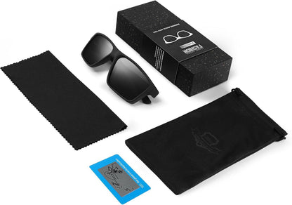 Kunchu Polarisierte UV400 Sonnenbrille Quadratisch Schwarz