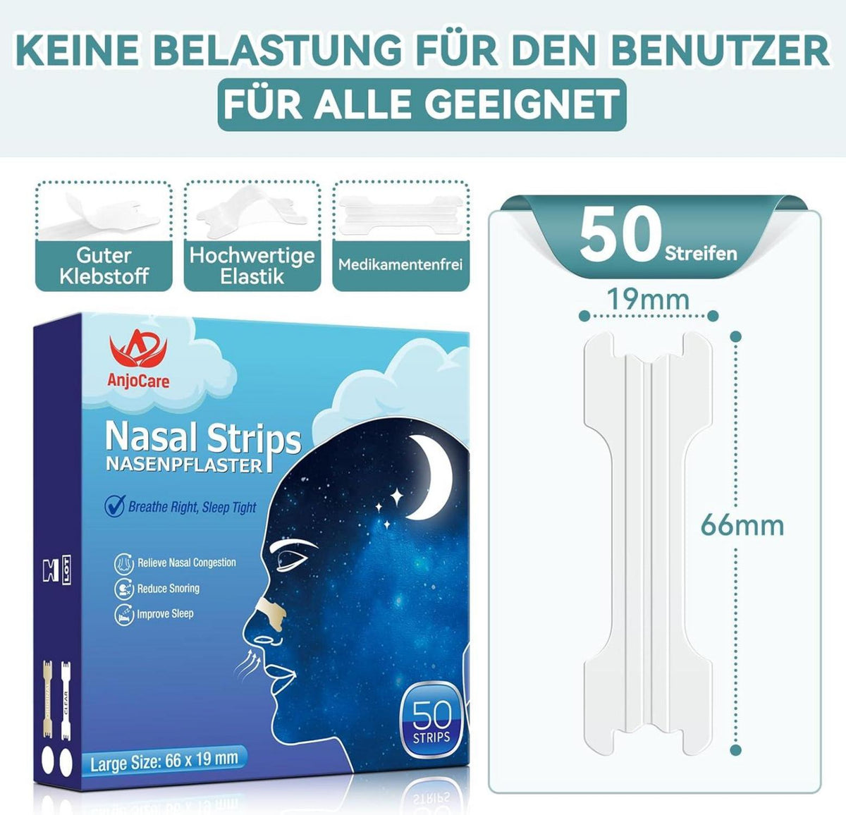 Nasenstreifen gegen Schnarchen und verstopfte Nase