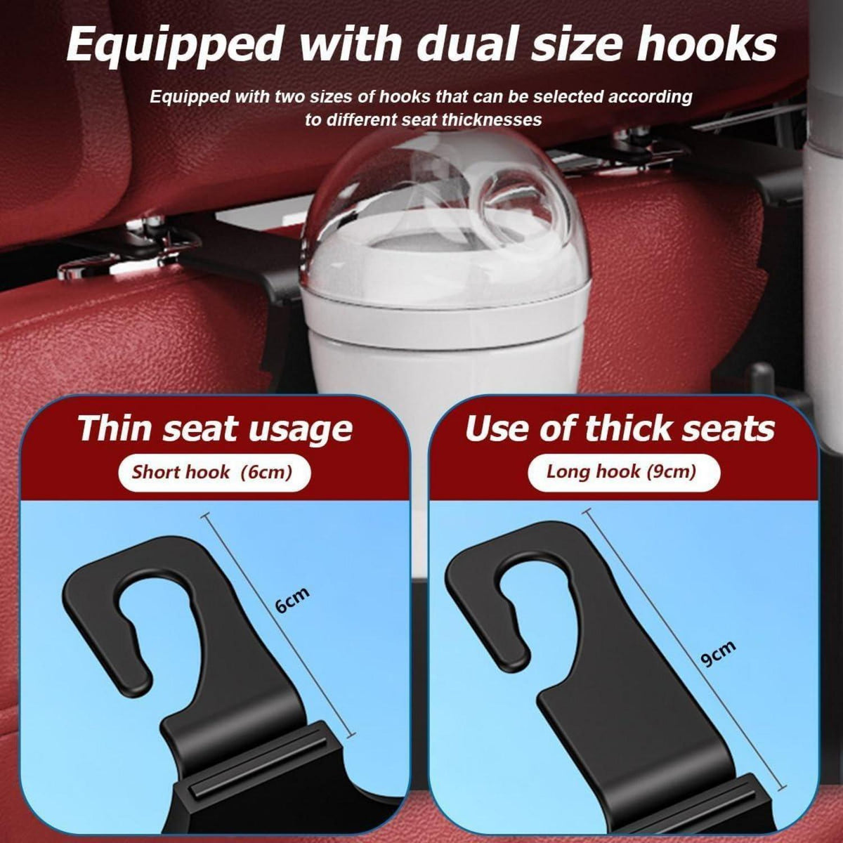 2x Auto Tassenhalter Rücksitz mit Haken & Organizer