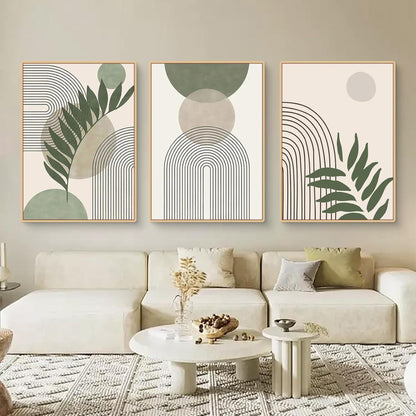 3-teiliges Boho Poster Set Grüne Pflanze Wandbilder Wohnzimmer