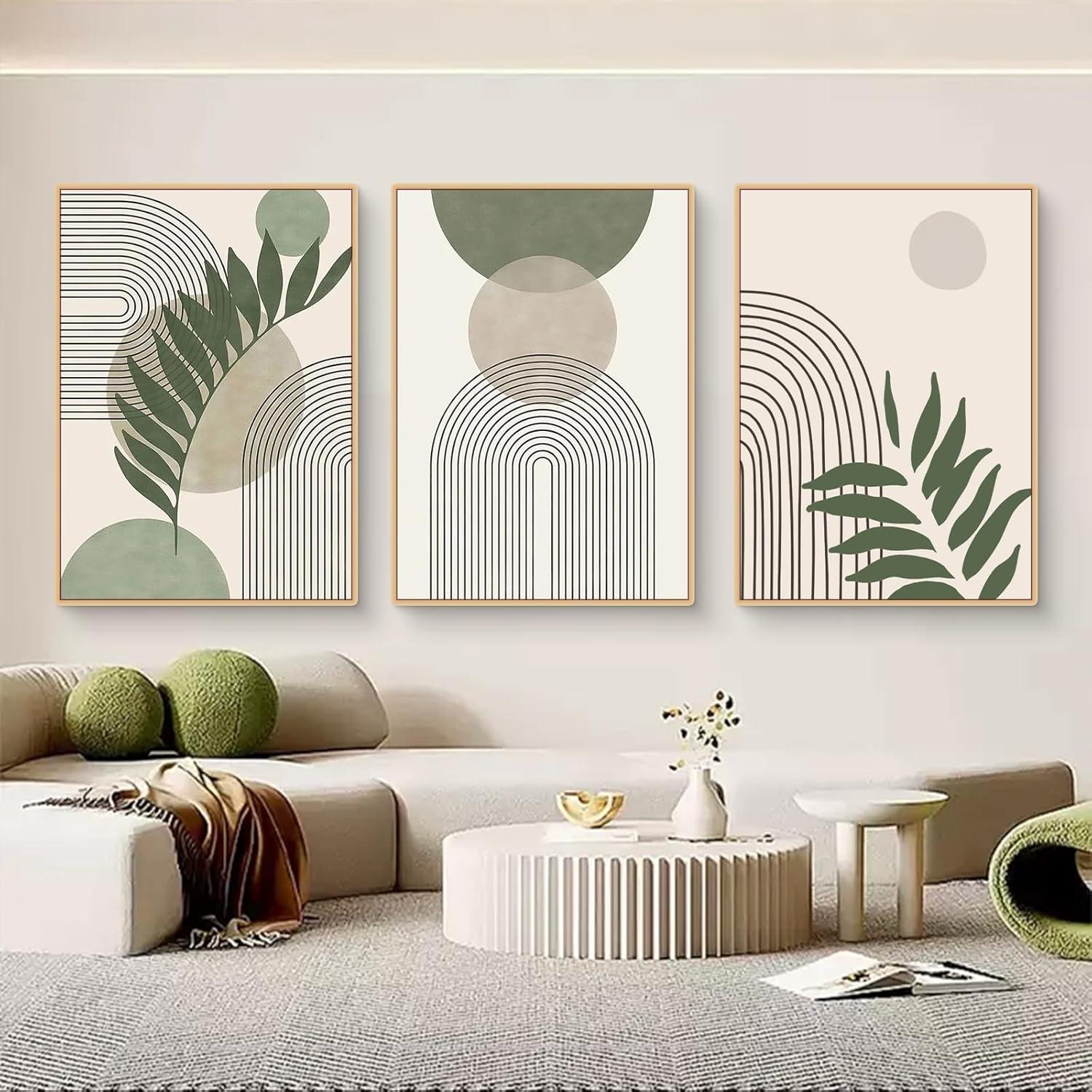 3-teiliges Boho Poster Set Grüne Pflanze Wandbilder Wohnzimmer