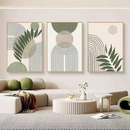 3-teiliges Boho Poster Set Grüne Pflanze Wandbilder Wohnzimmer