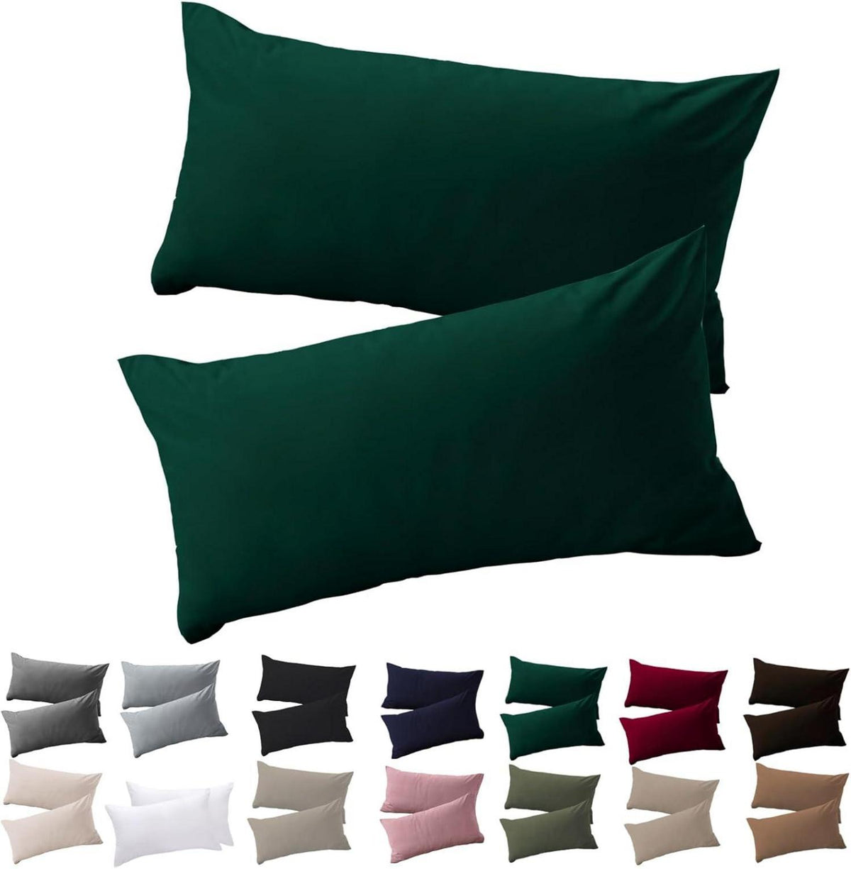 Kissenbezug 30x50 2er Set Grün Mikrofaser Hypoallergen mit