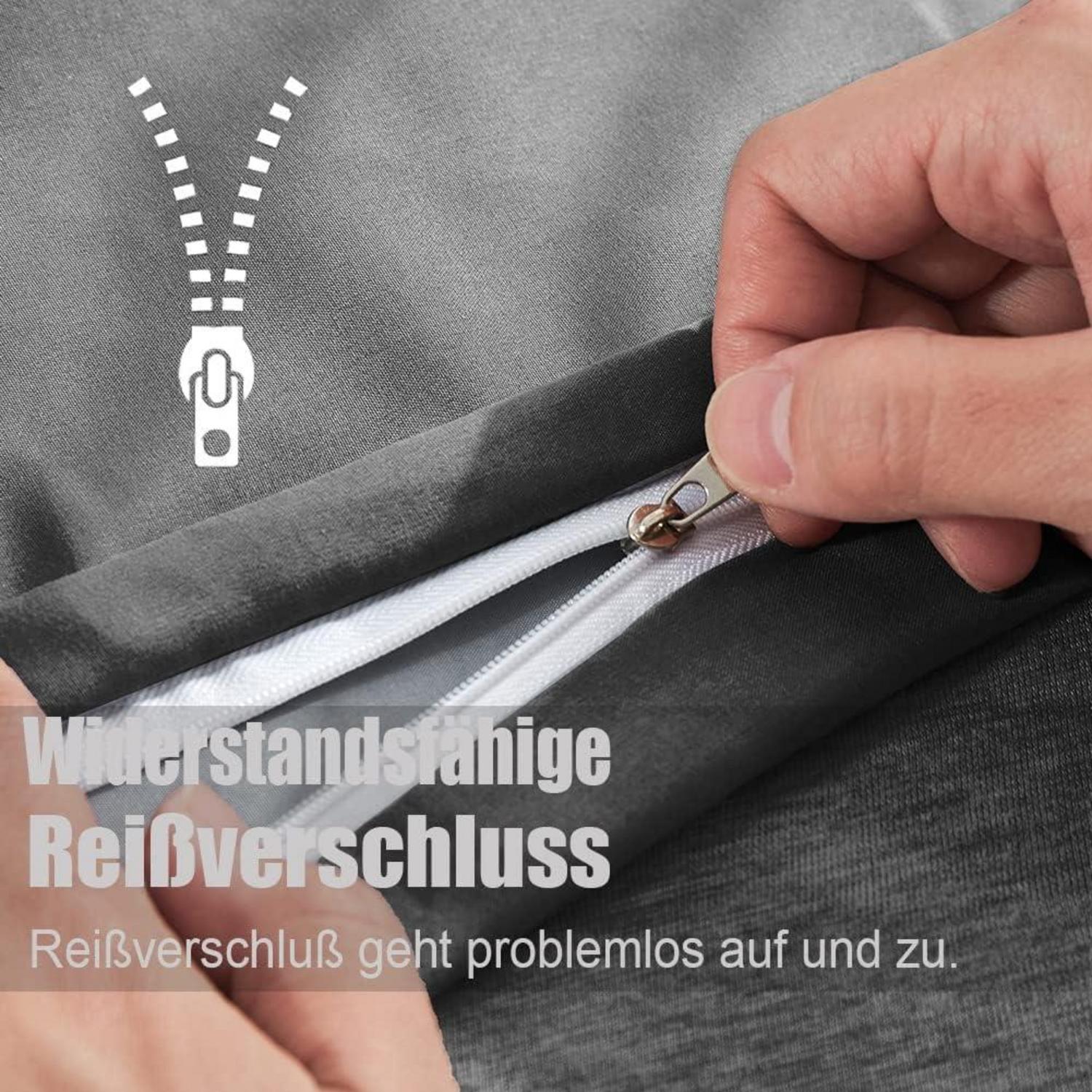 Kissenbezug Set 30x50 Anthrazit Mikrofaser Reißverschluss hypoallergen