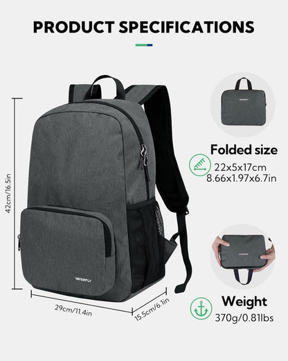 WATERFLY Wanderrucksack 20L: Faltbarer Tagesrucksack Leicht
