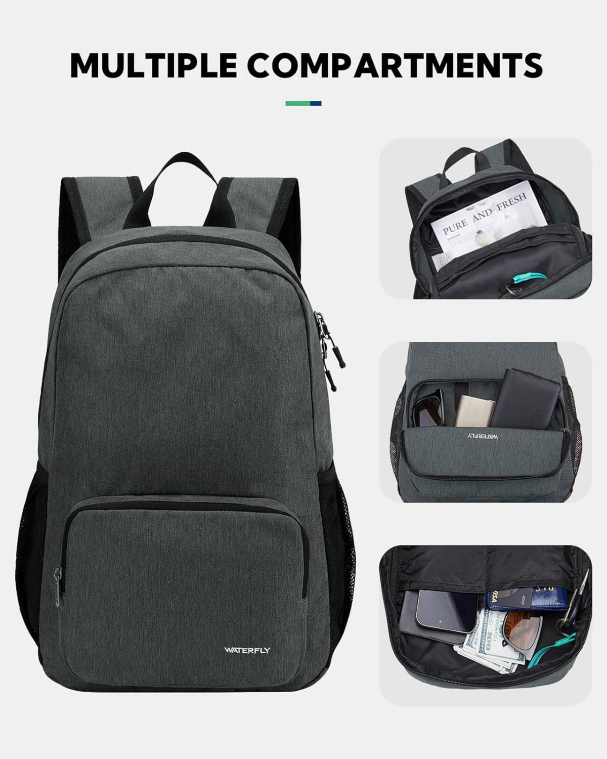 Faltbarer Wanderrucksack 20L mit Rückenbelüftung