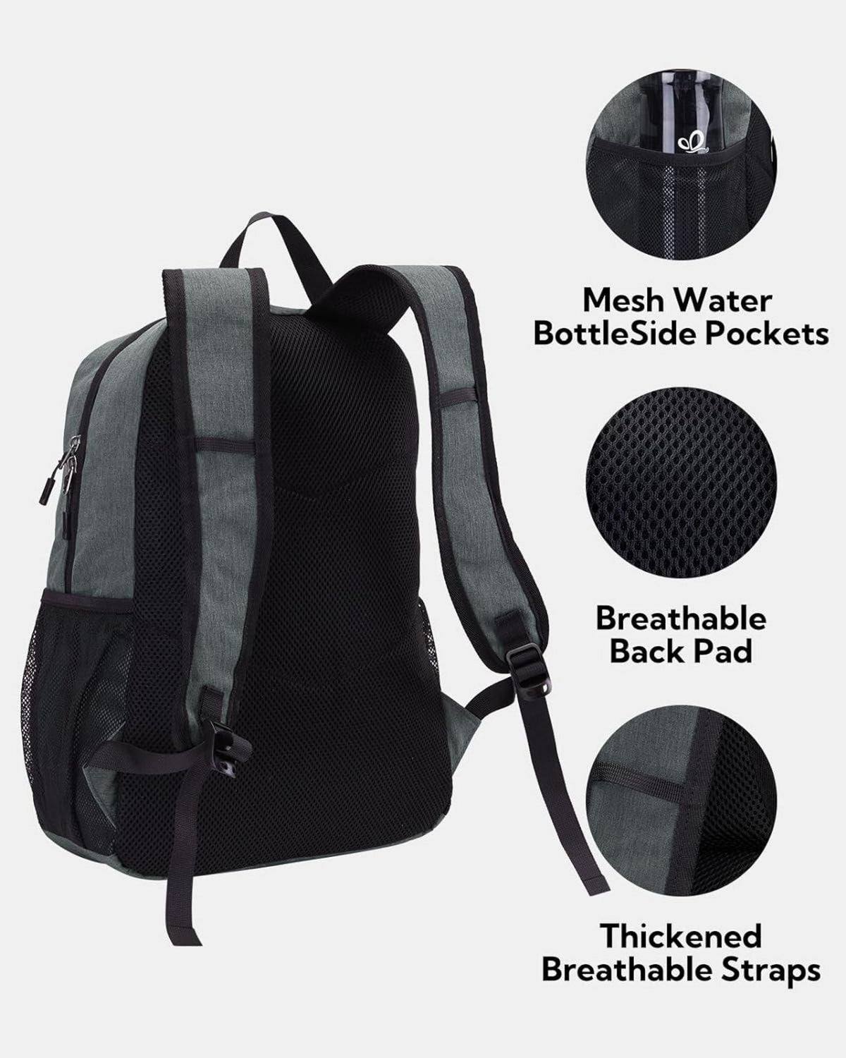 Faltbarer Tagesrucksack 20L für Wandern, Reisen, Städtetrips - Dunkelgrau
