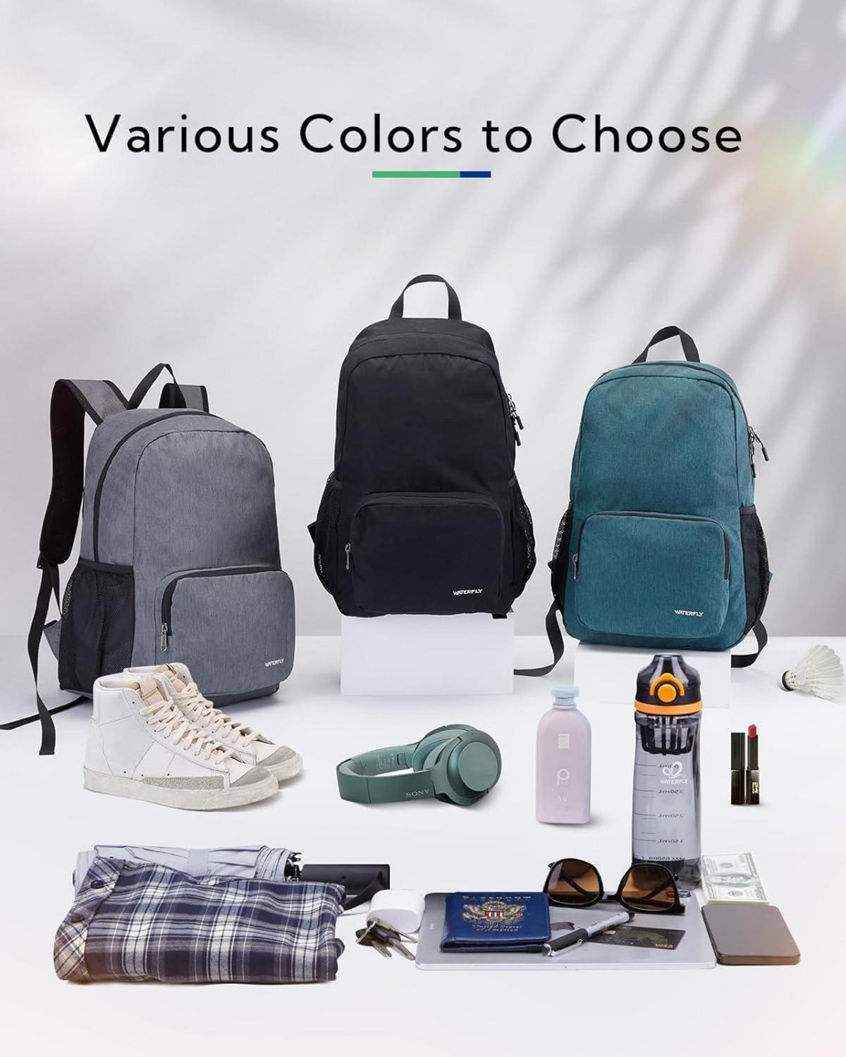 Leichter Faltbarer Rucksack 20L: Wanderrucksack Daypack Rückenbelüftung