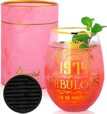Personalisiertes Gin-Glas-Set mit Weingläsern 50. Geburtstag Frauen