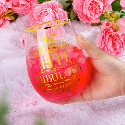 Personalisiertes Gin-Glas-Set 50. Geburtstag Frauen Gold-Druck Pink