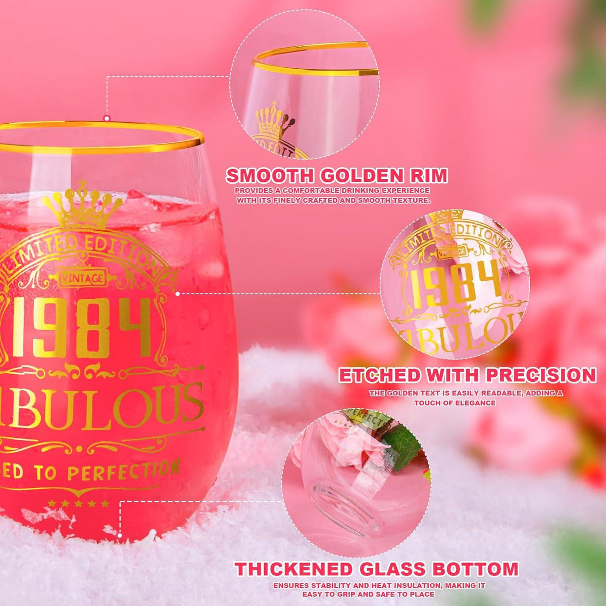 Personalisiertes Gin-Glas-Set für 40. Geburtstag - 530 ml