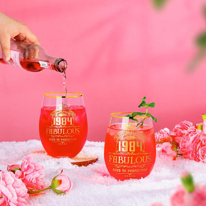 Personalisiertes Gin-Glas-Set für Frauen zum 40. Geburtstag