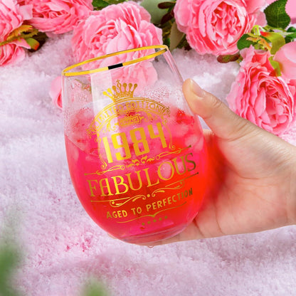 Personalisiertes Gin-Glas Set 40. Geburtstag Frauen 530ml Golddruck