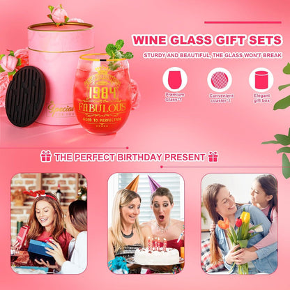Personalisiertes Gin-Glas Set 40. Geburtstag Frauen 530ml Golddruck
