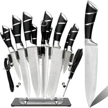 16-teiliges Küchenmesser-Set mit Messerblock – Edelstahl & Acryl