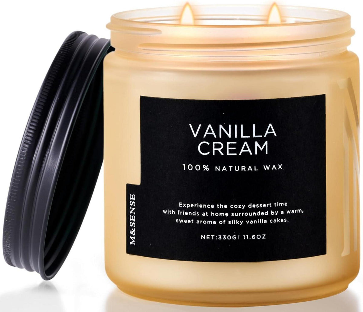 Vanille Sahne Duftkerzen im Glas, Aromatherapie, 330g