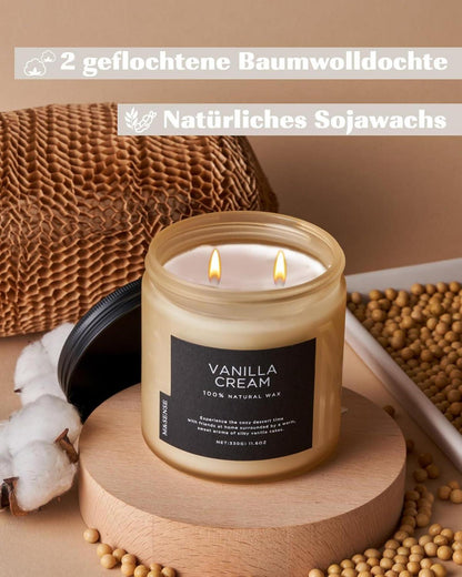 Vanille Sahne Duftkerzen im Glas, Aromatherapie, 330g