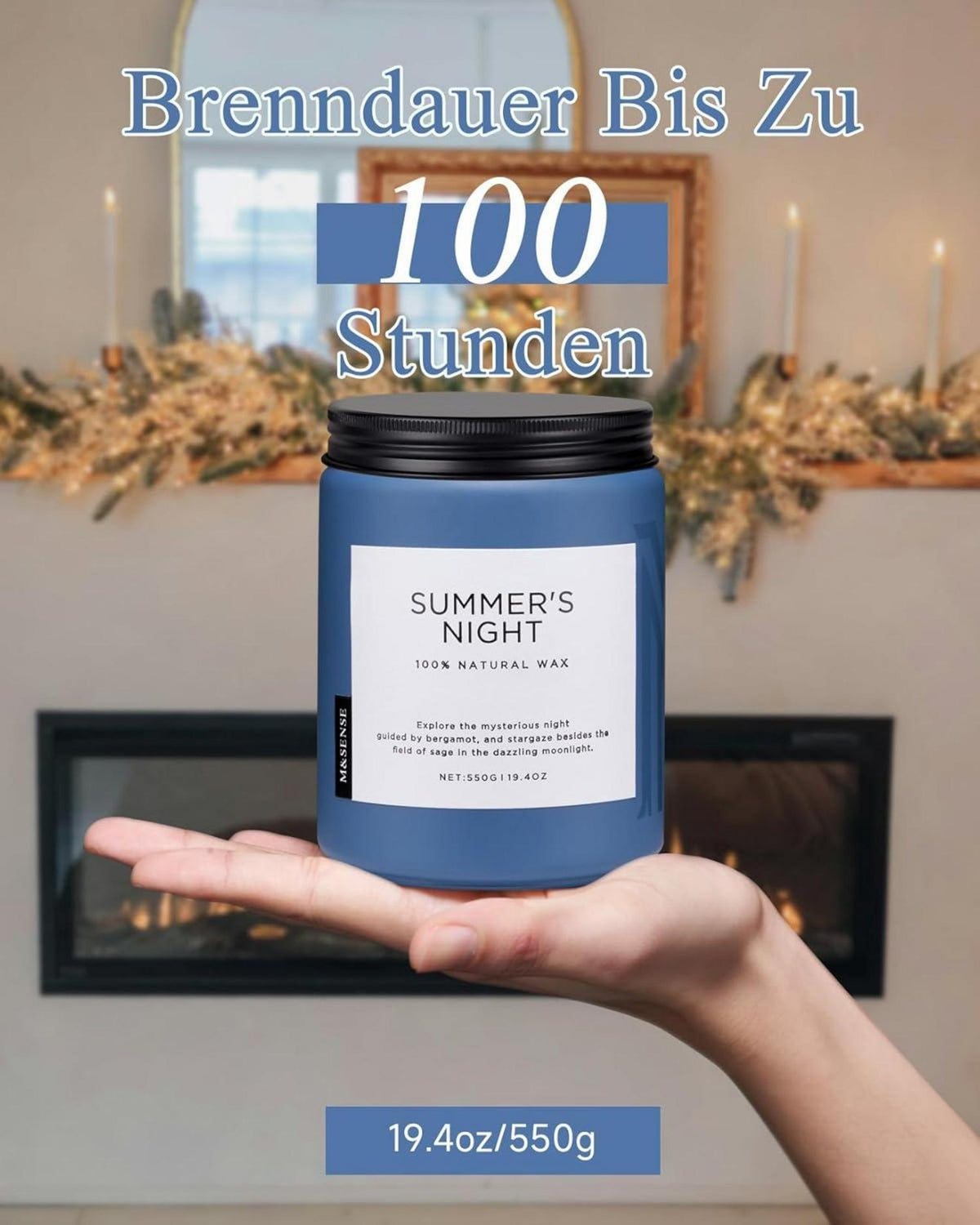 Duftkerze im Glas Sojakerze Patchouli 550g 110h Brenndauer Kerzengeschenk