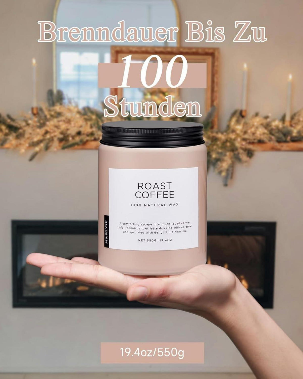 Duftkerze Kaffee 2-Docht Jar 550g - 110h Brenndauer - Organische Soja-Wachs-Kerze