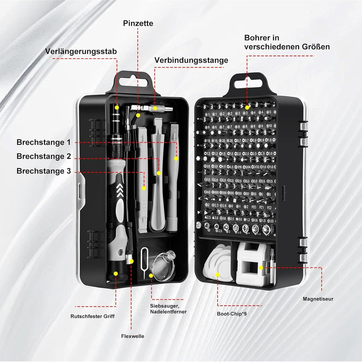 Präzisionsmechaniker Werkzeugset 122 Teile Feinmechaniker Handy-Reparatur PS4 Tablet