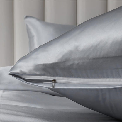 Graue Bettwäsche-Set 200x220 cm | Satin Microfaser Luxus