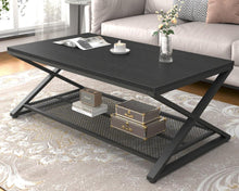 Moderne Schwarze Eiche Couchtisch 2 Etagen Beton Ablage