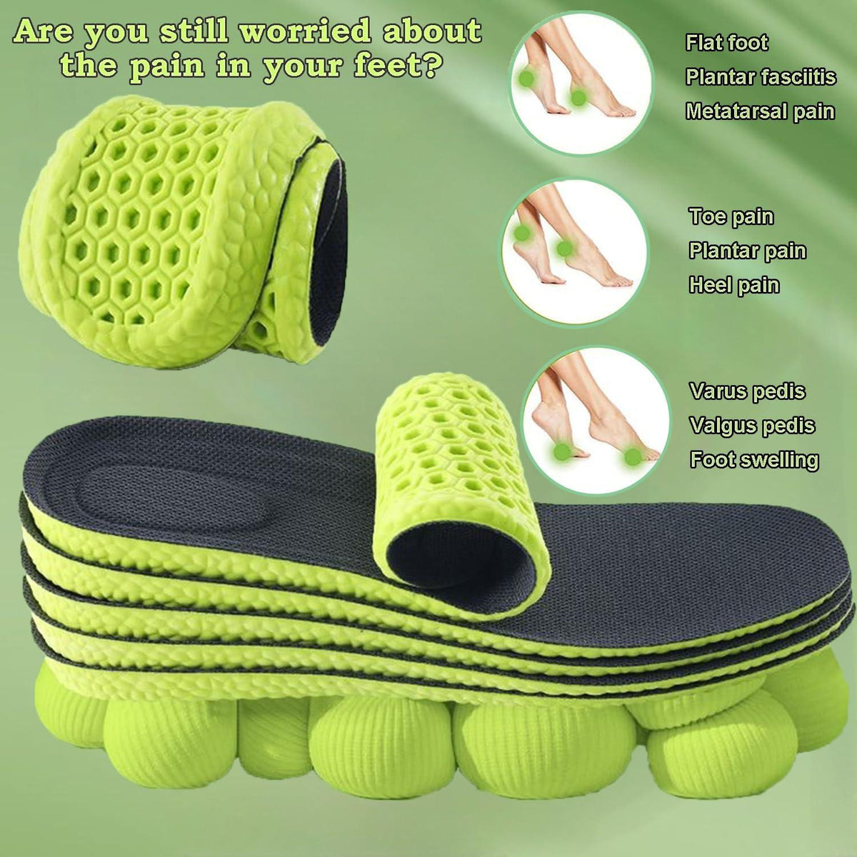Memory Foam Sport Einlegesohlen für Herren und Damen - Atmungsaktiv & Weich - Fußschmerzlinderung & Dämpfung
