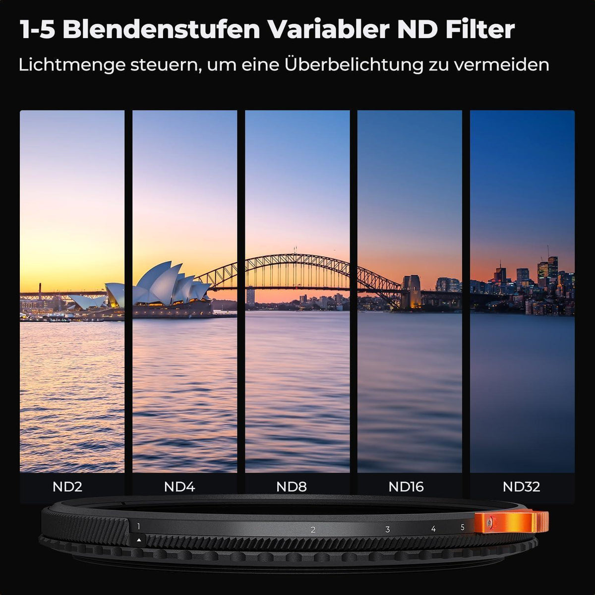 ND & Polfilter 62mm für Videoaufnahmen, 1-5 Blendenstufen