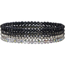 Damen Kristall Perlen Armband Mehrschichtig Boho Modeschmuck Schwarz
