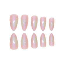 24 Stück Pink Mandel Nägel Zum Aufkleben Kurz Oval Glossy