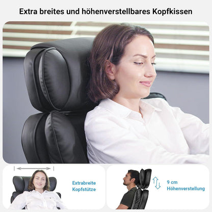 BASETBL Bürostuhl Chefsessel bis 200kg PU-Leder Rückenlehne Fußstütze