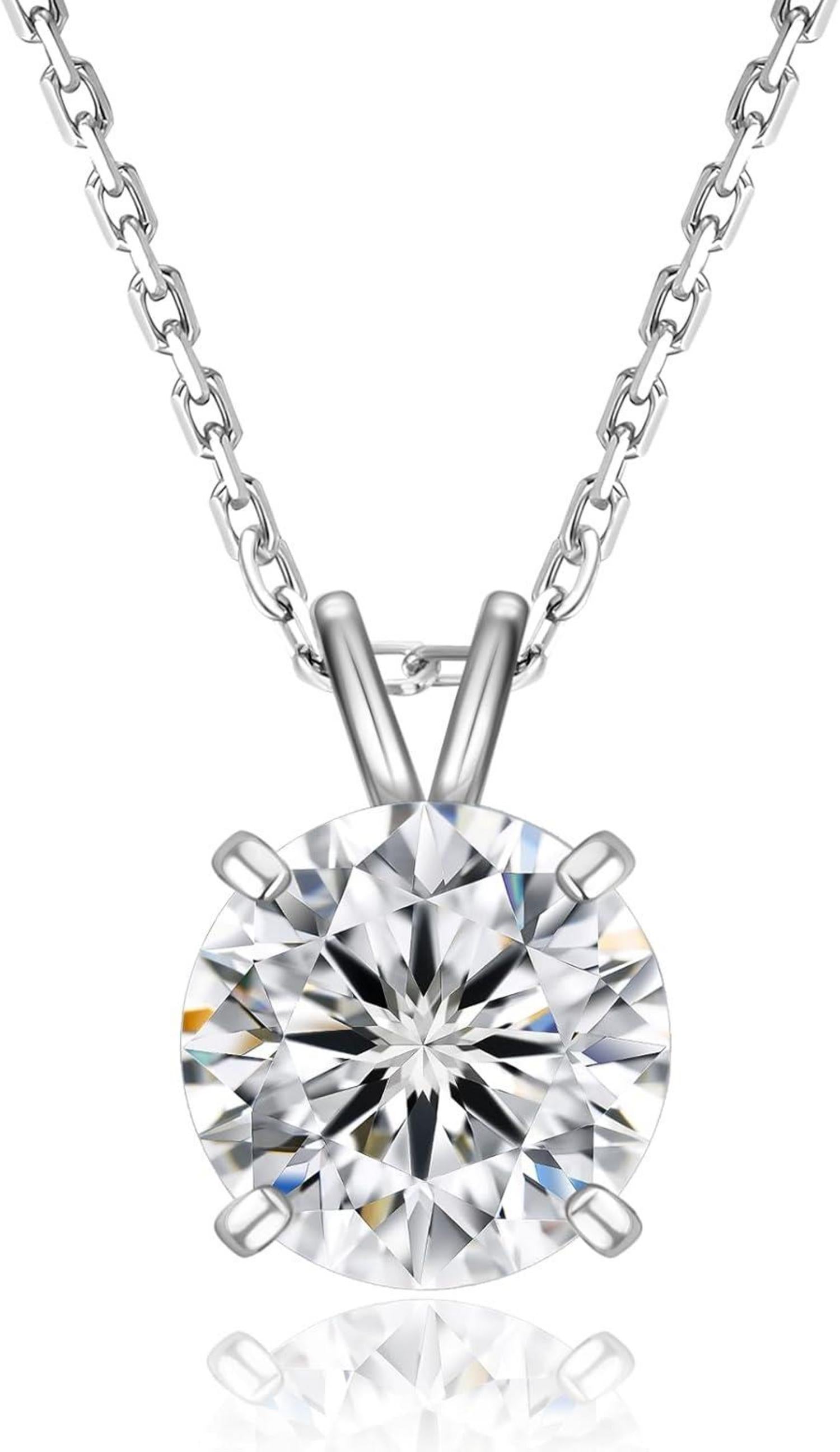 Moissanit Anhänger Kette Silber 925 1 Karat Solitär Damen harmonie