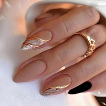 Goldene Mandel Press On Nails – Kurz & Motiv, Braun Schwarz