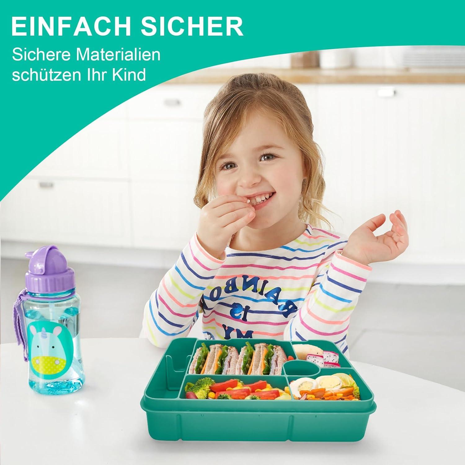 Brotdose mit Fächern 1300ml Auslaufsicher Bento Box für Kinder
