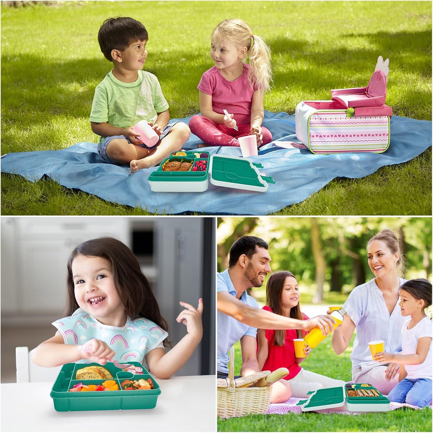 Brotdose mit Fächern 1300ml Auslaufsicher Bento-Box Lunchbox für Kinder Jungen
