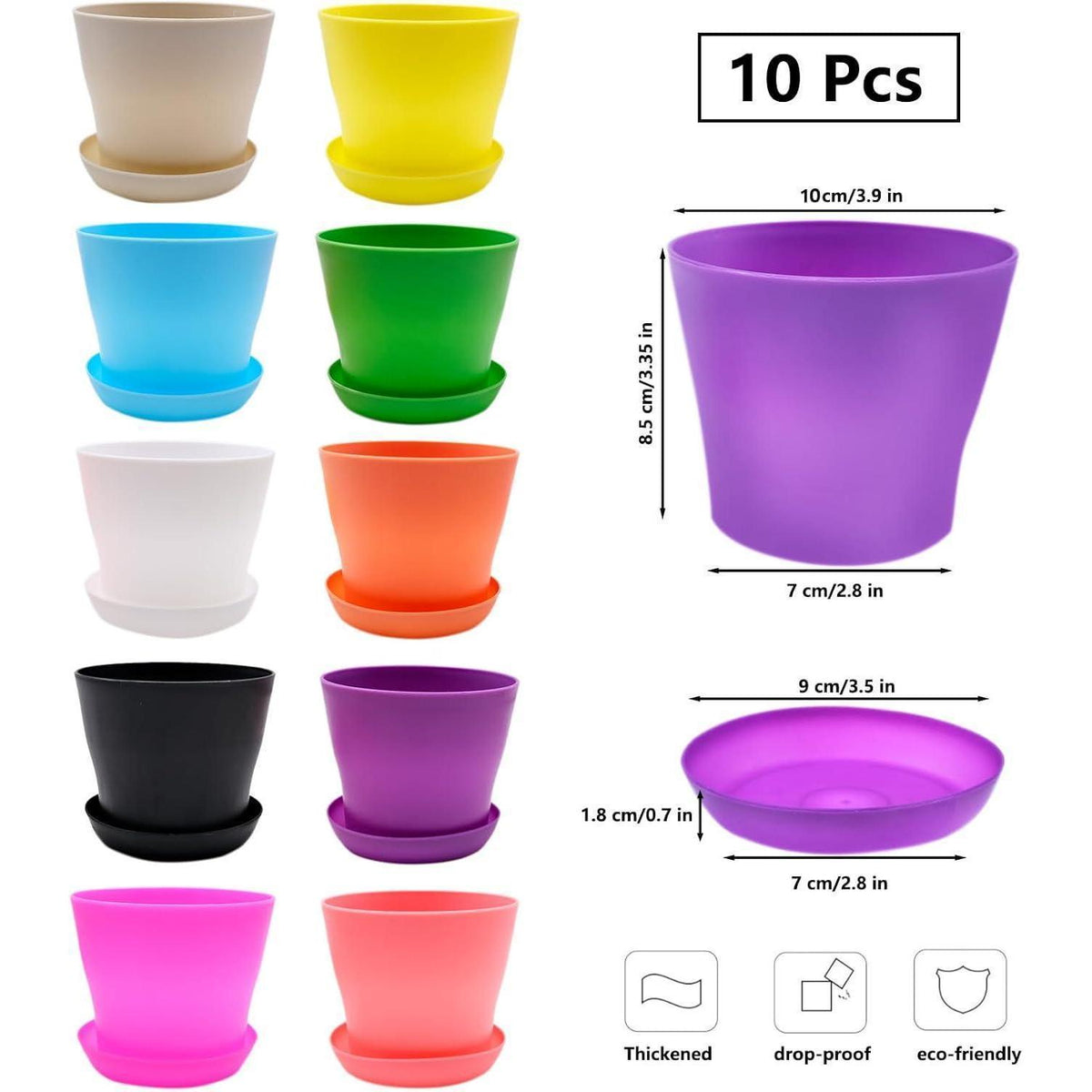 10x Blumentopf Set mit Untersetzer | 10cm Pflanztopf Bunt