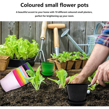 10x Blumentopf Set mit Untersetzer | 10cm Pflanztopf Bunt