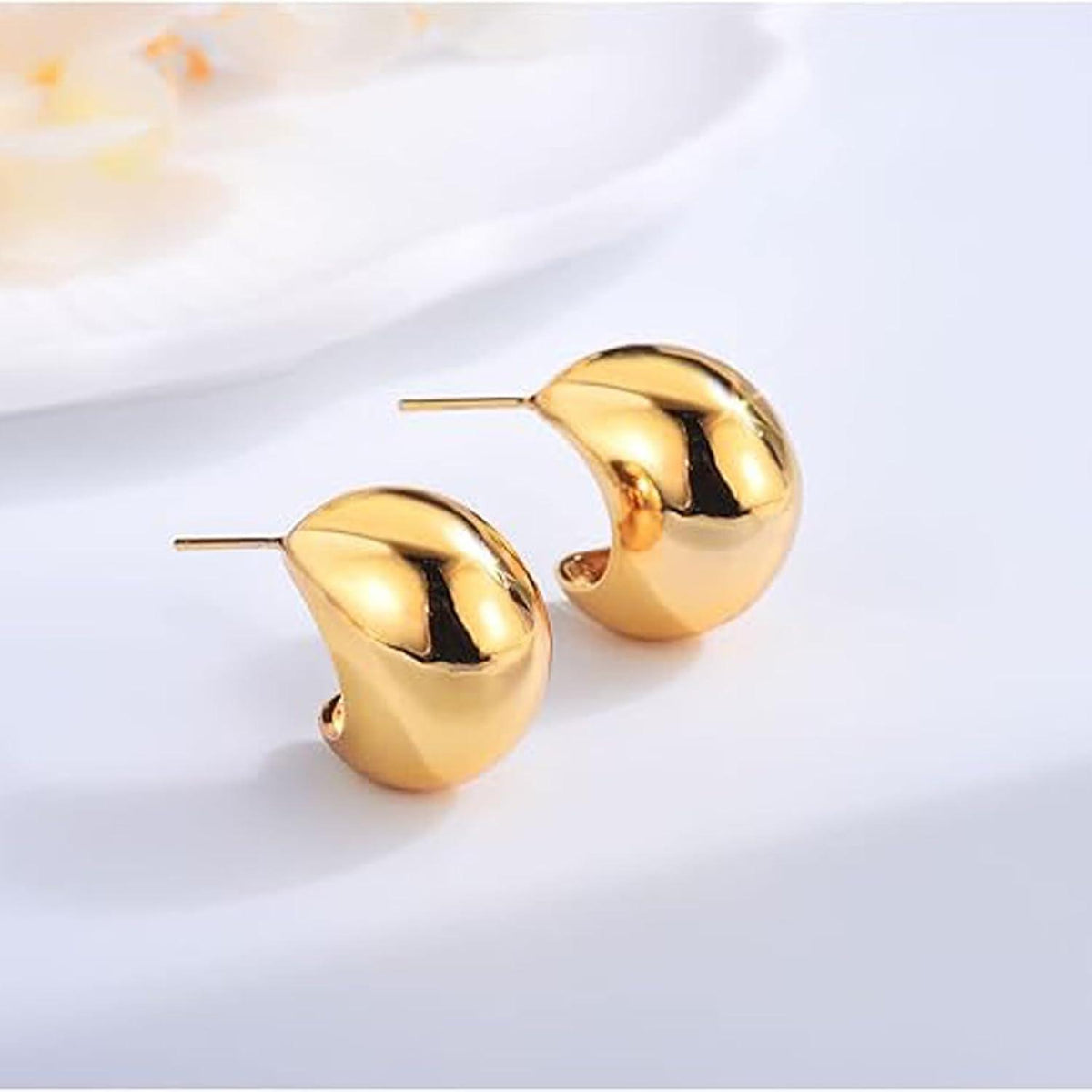 Chunky Tropfen Ohrringe Gold Vergoldet 14K für Frauen - 2er