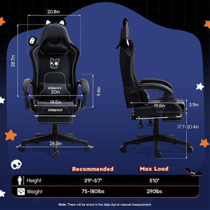 Dowinx Gaming Stuhl Weiße Katze - Ergonomisch mit PU-Leder