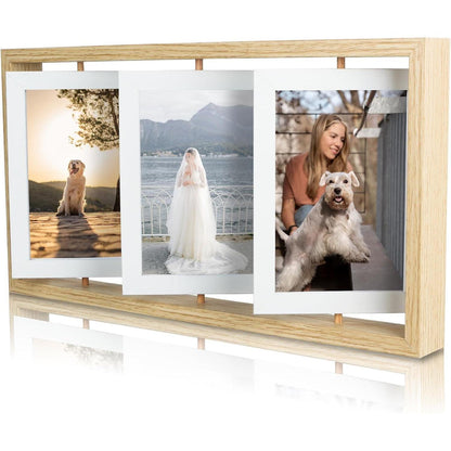 Drehbarer Bilderrahmen Holz 10x15 cm 6 Fotos Geschenk