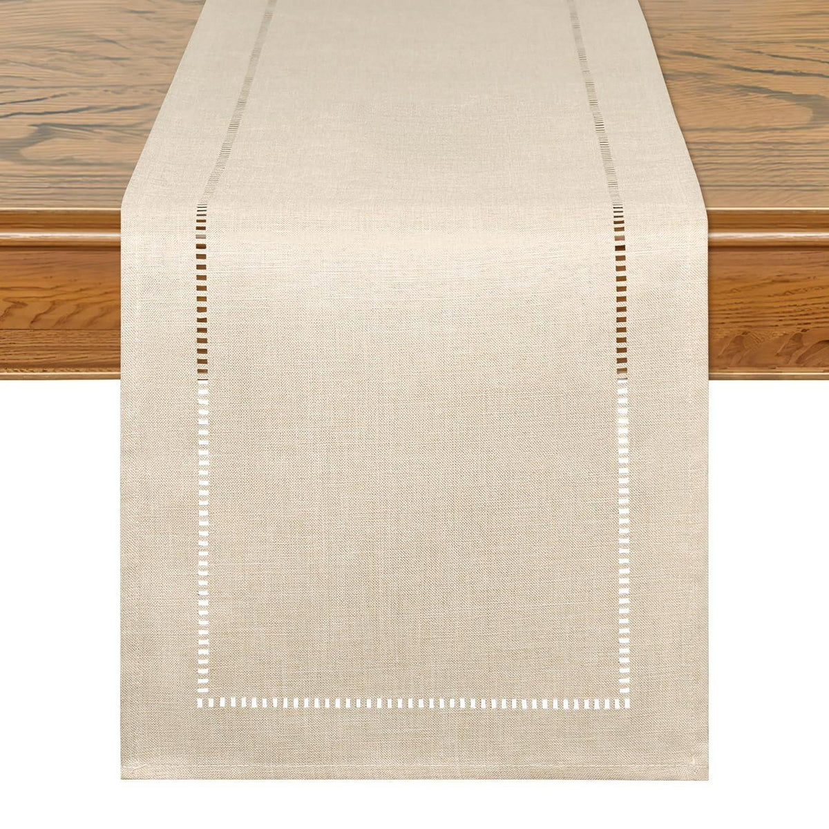 Tischläufer Leinenoptik mit Quasten, beige 30x180cm