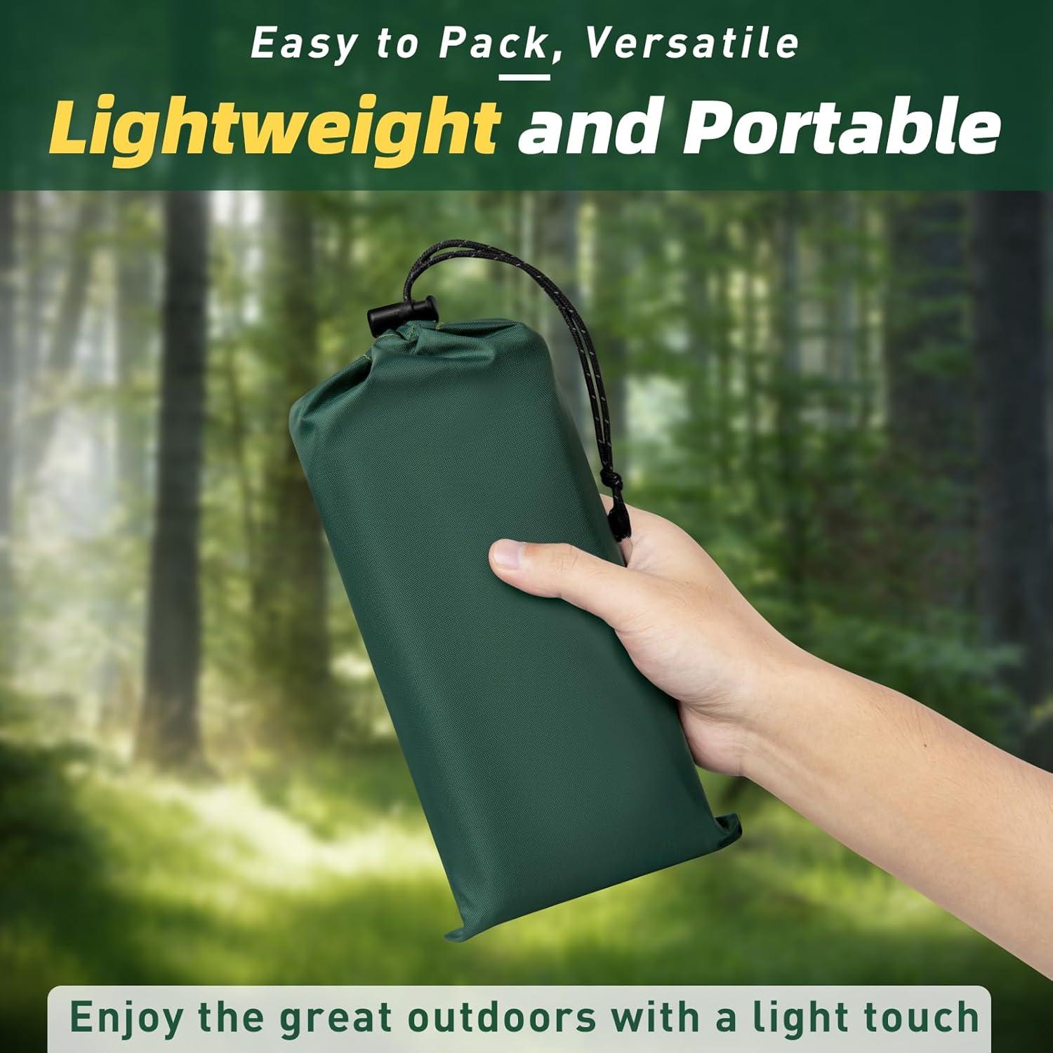 VOSOIR Zeltplane Ultraleicht Camping Tarp 210x210cm Dunkelgrün