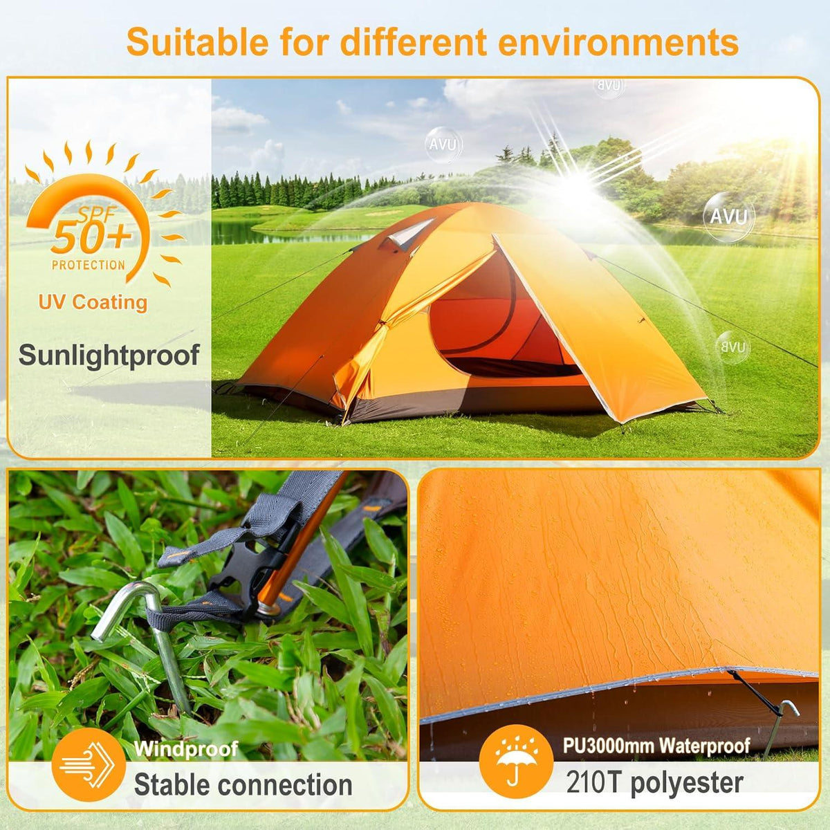 Ultraleichtes Camping Zelt für 2-3 Personen - Wasserdicht & UV-Schutz