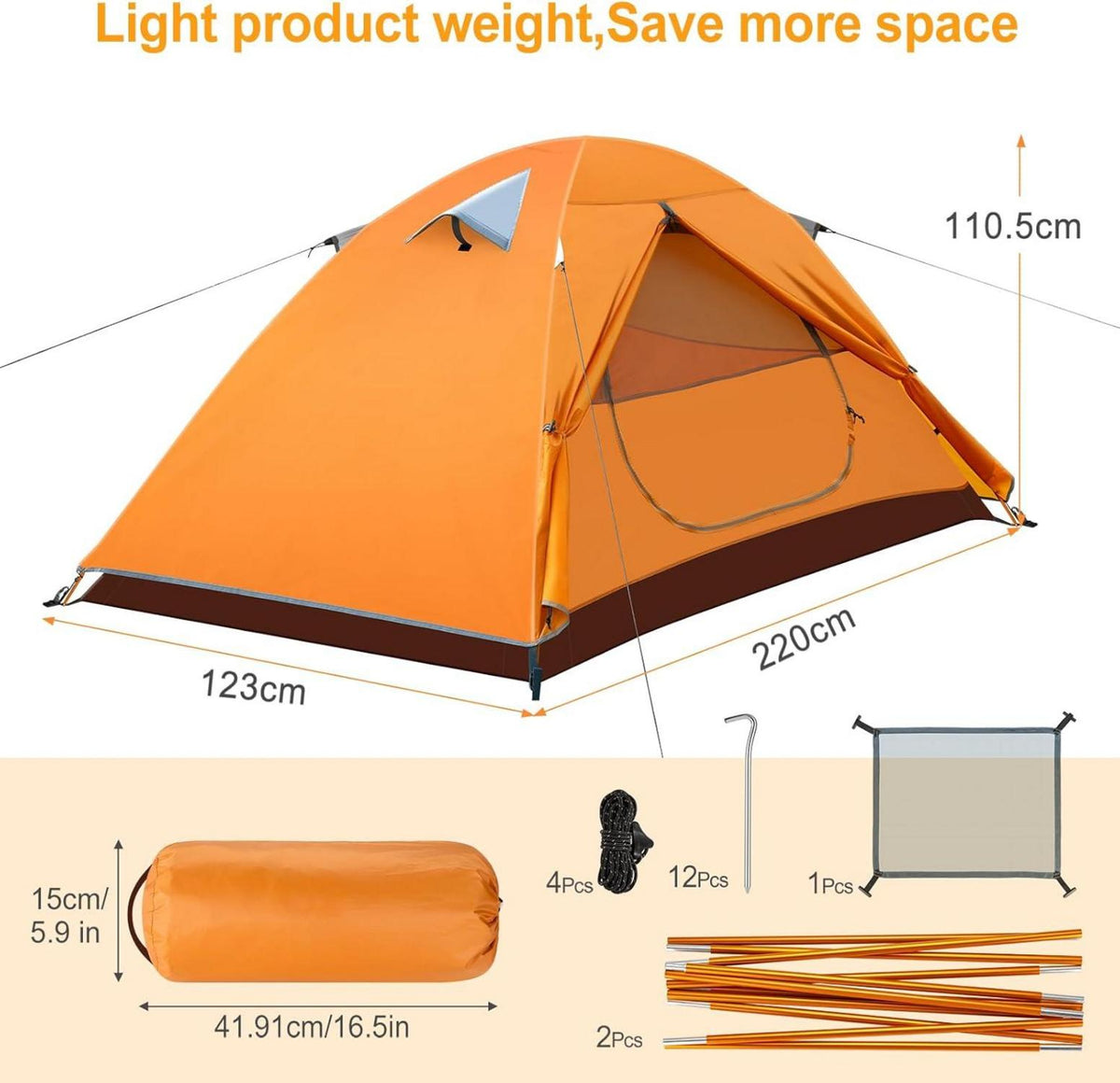 Ultraleichtes Camping Zelt Kuppelzelt 2-3 Personen Wasserdicht UV-Schutz