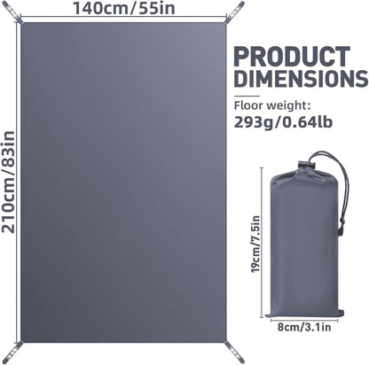 Ultraleichte Zeltplane 140x210cm wasserdicht Camping Tarp Graublau
