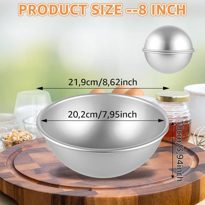 2x Halbkugel Backform 20cm - Aluminium Kuchenform für Torten